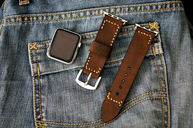 AWBF2626-D5 handgefertigt Vintage Leder Uhrenarmband incl. Lugs Adapter für Apple Watch (oder Apple Watch Sport) 42mm oder 38mm – Bild 3